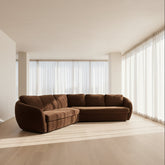 Thayer Coggin 2 Piece Chenille Couch & Chaise Set, Brown, Sku 033633