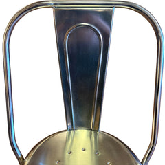Restoration Hardware "Remy" Industrial Style Polished Stainless Steel Counter Stools, Set of 4, Sku: 033656