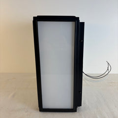 RH Flush Mount Ceiling Fixture Square, Black Metal Framework, Milk Glass, Sku 033880