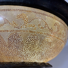 Maitland Smith Torchiere Floor Lamp, Marble Base, Metal Column, Faux Mosaic Tile Globe, SKU: 033099