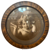 Antique Photo Print of Awake Cupid by M.B. Parkinson 1897, Round Tiger Patterned Frame, Sku: 033570