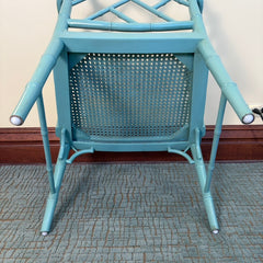 Faux Bamboo Arm Chair, Cane Seat, Aqua Green, Chippendale Style, Sku 034069