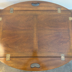 Kittinger Butler Tray Table, Wood Tray Top and Base are Individual Pieces, Four Sides are Hinged to Allow for Extra Serving Space