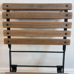 Janus et Cie Set of 5 Garden Chairs, 2 Arm and 3 Side Chairs, Wood and Steel, Foldable, Sku 033944