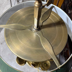 Chapman For Visual Comfort Double Socket Bouillotte Lamp 4 Candle Arm Detail and Green Metal Shade, Sku 034124