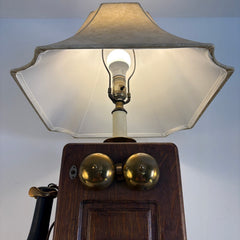 Old Fashioned Telephone Lamp with Faux Leather Shade, Sku 033974