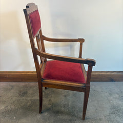 Pair of Early 1900's European Maple Morning Chairs w/ Floral Marquetry Detail, Sku 033776