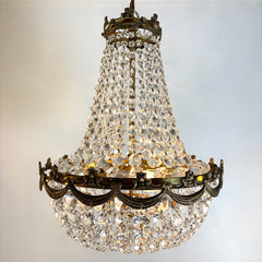 Regency Style Crystal Basket Chandelier, 1950's - 1960's, SKU 033708