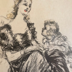 Original Signed & Framed Etching by Louis Icart, "Woman with a Child on her Lap", Sku 033756