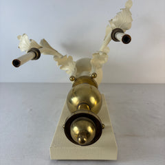Pair of Double Arm Baroque Style Ivory & Brass Wall Sconces, Sku: 033494