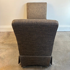 Upholstered Bench with Skirt and High Arms Brown Tweed Fabric, Sku 034041