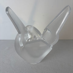 Lalique Crystal Made in France Signed on the Bottom Pair of Doves with Floral Frog Insert, Sku 033305