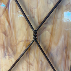 Custom Exterior Lantern Sconce w/ Colored Glass & Twisted Metal Detail, Sku 033858