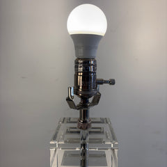 Pair of RH Table Lamps Stacked Crystal Squares with Nickel Hardware, Sku 034118