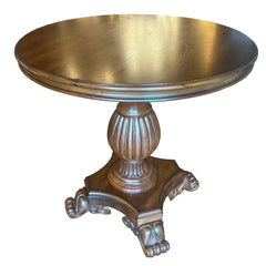 Carved Base Wooden Table with Round Top Suitable for Bed Side, Foyer or Dinette, Sku 033759