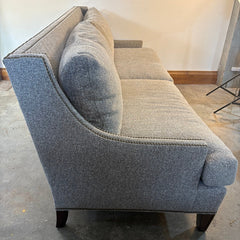 Lillian August Medium Gray Tweed Sofa w/ Wing Style Arms & Nailhead Trim, Sku 033785