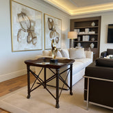 Maitland Smith End Table, Iron Base, Leather Surround, Glass Top, Nail Head Detail, Sku: 033687