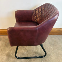 Pair Rare Finds Small Leather Quilted Armchairs, Sku 033677