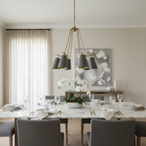 Currey & Co. Jean Louis 6 Arm, Black & Gold Chandelier, Sku: 033536