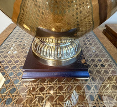 Marbro Pair of Brass Urn Style Table Lamps, Hard Back Paper Barrel Shades, Gold Interior, Sku 034073