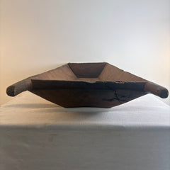 Vintage Wood Dough Trough with Metal Patch and Peg Handles, Sku 033908