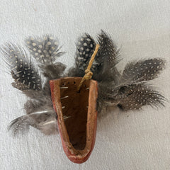 Miniature Tribal Mask in Ceramic with Feathers, Sku: 033068