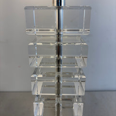 Pair of RH Table Lamps Stacked Crystal Squares with Nickel Hardware, Sku 034118