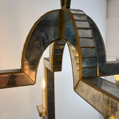 Visual Comfort Lido Medium Chandelier Antique Mirror and Antique Brass 4 Candlestick Lights, Sku 033947