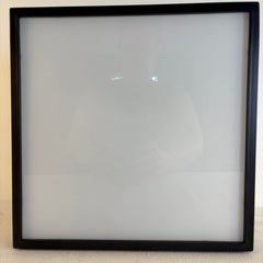 RH Flush Mount Ceiling Fixture Square, Black Metal Framework, Milk Glass, Sku 033880