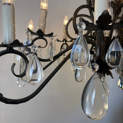 Arte De Mexico 12 Light Chandelier with Gunmetal Finish, Teardrop Crystals and Acanthus Leaf Details, Sku 033632