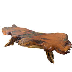 Branch Base Burl Root Top, Teal Epoxy Coffee Table, Live Edge Wood, Sku: 033444