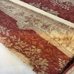 Handcrafted Needlepoint Rug, Rose and Beige, Sku 033538