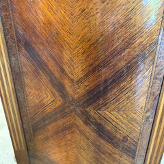 Antique Bowed Front Chest of Drawers w/ Marble Top & Intricate Marquetry Detail, Sku 034055