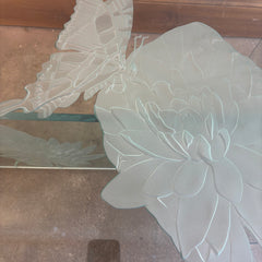 Post Modern Etched Glass Cocktail Table, Sku 033824