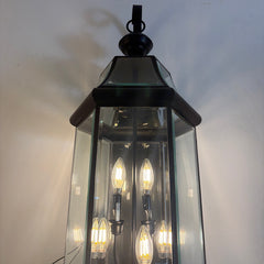 Lantern Style Pendant w/ Four Sockets for Chandelier Style Bulbs, Sku 033798
