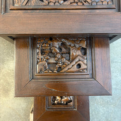 Early 1900's Japanese Hand Carved Set of Four Nesting Tables w/ Glass Inserts Available, Sku 033774