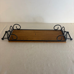 Wrought Iron & Wood Tray, Sku 033739