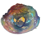 Porcelain Bowl by Artist Jutta Golas Iridescent Colors Primarily Shades of Blue and Purple, Sku 033584