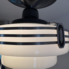 Rejuvenation Hardware Semi Flush Mount Art Deco Light Fixture w/ Tiered Milk Glass Globe, Sku 033993