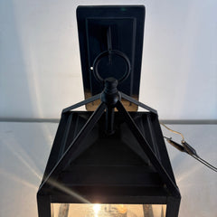 Exterior Wall Sconce Lantern Style, Black Steel and Glass, Sku 033720