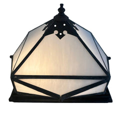"Fez" by Steven Handelman Studios Moorish Style Flush Mount Light Fixture Milk Glass and Bronze Metal Finish Retails at $745, Sku 034095