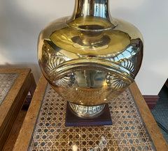 Marbro Pair of Brass Urn Style Table Lamps, Hard Back Paper Barrel Shades, Gold Interior, Sku 034073