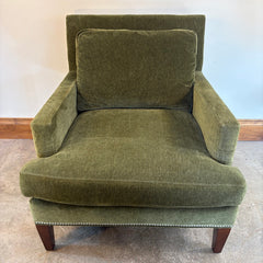 Sherril Moss Green Velvet Armchair w/ Nailhead Detail, Sku 033781