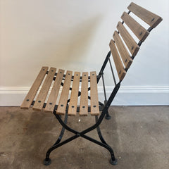 Janus et Cie Set of 5 Garden Chairs, 2 Arm and 3 Side Chairs, Wood and Steel, Foldable, Sku 033944