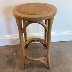 Set of 6 Total Chairs, 4 Bent Wood Cross Back Counter Stools & 2 Round Top Stools, Sku 033850