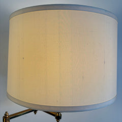 Brass Swing Arm Floor Lamp with Silk Drum Style Shade, Sku 033890
