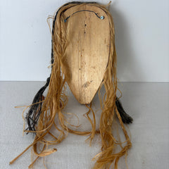 Wood Tribal Mask, Painted with Hair, Sku: 033056