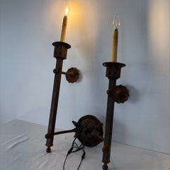 Double Arm Wall Sconce, Acanthas Leaf Motif, Intended Rust Patina, Material: Steel, Sku: 033340