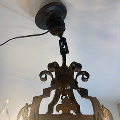 Vintage Spanish Revival Gothic Style Wrought Iron Pendant Light, Sku 033734