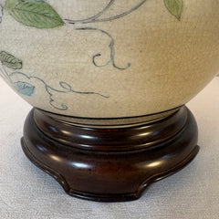 Wildwood Table Lamp, Crackle Finish on Porcelain, Bird and Floral Motif, Sku: 033428